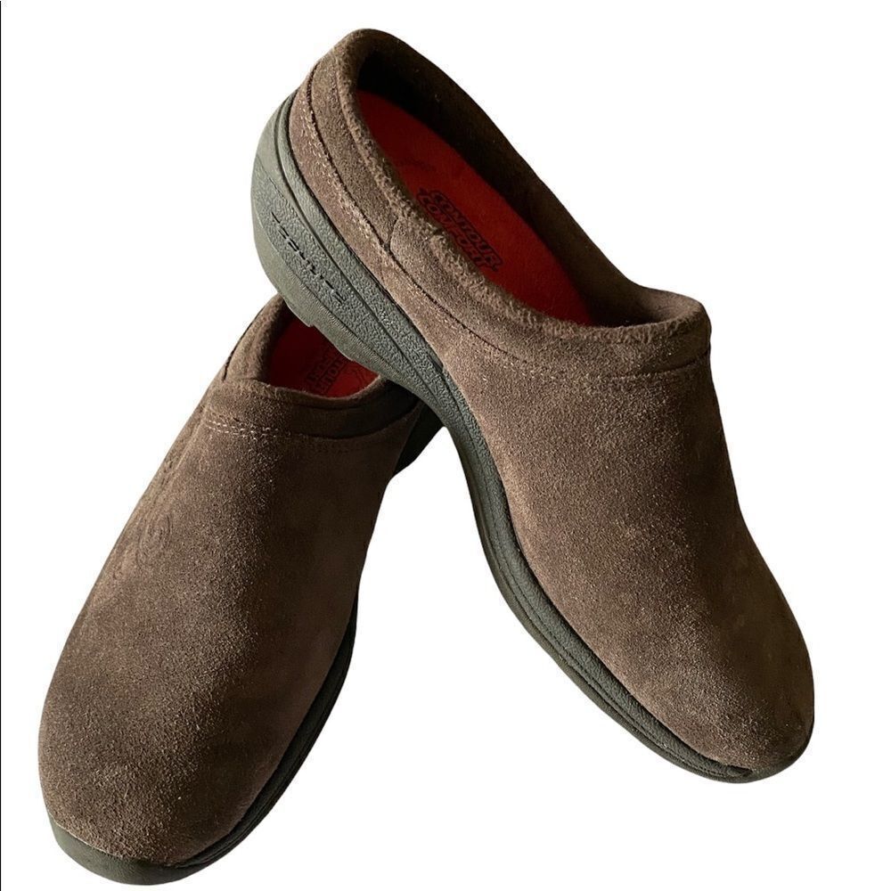 Columbia Contour Comfort Women’s Size 7 Brown Suede Floral Imprint Clog Shoes